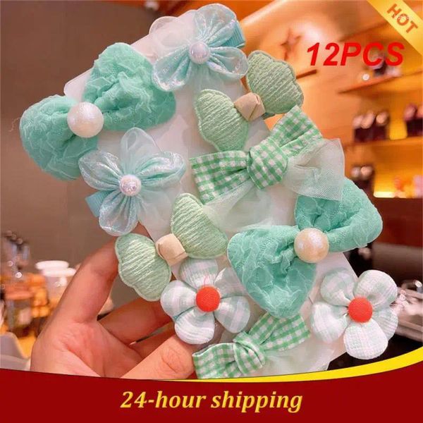 Saç Aksesuarları 12 PCS Çocuklar Asılı Tatlı Çiçek Süper Peri Bow Girl Bangs Clip