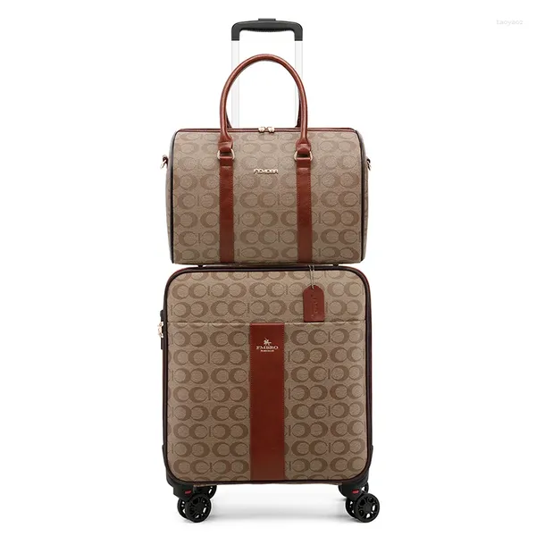 Malas de malas de luxo pu couro carrinho conjuntos de bagagem com bolsa moda rolando mala de viagem carry-ons