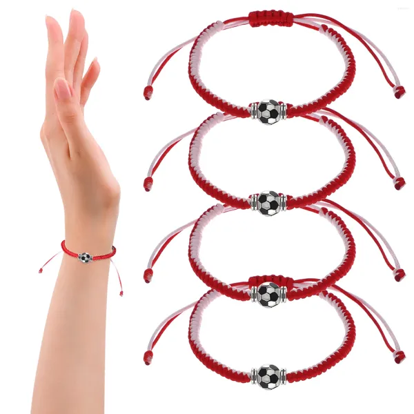 Charm Bracelets 4 ayarlanabilir dokuma beyzbol (kırmızı ve beyaz halat futbol) kız bileği için