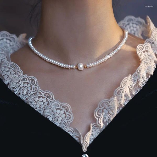 Choker Minar Echte Süßwasserperlen Perlen Halsketten Für Frauen Kupfer 14K Echt Vergoldet Colliers Hochzeit Braut Schmuck