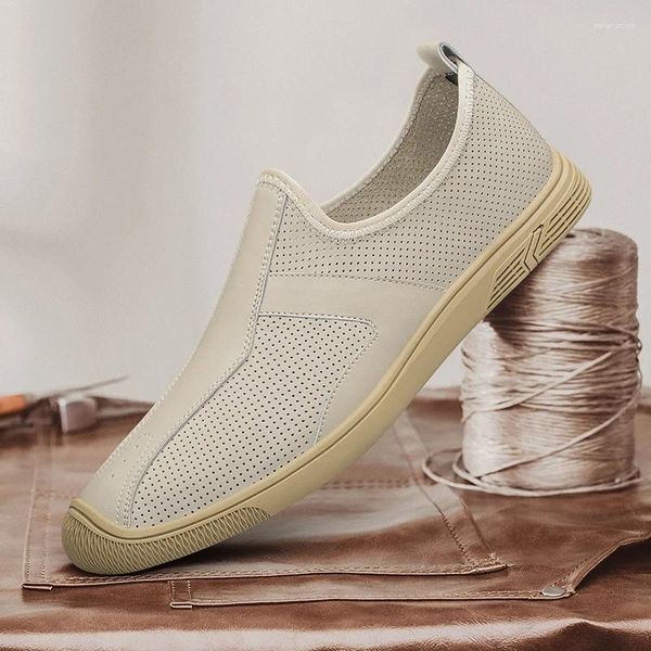 Sandali di marca in vera pelle da uomo scarpe casual di lusso slip on mocassini firmati estivi mocassini traspiranti guida italiana