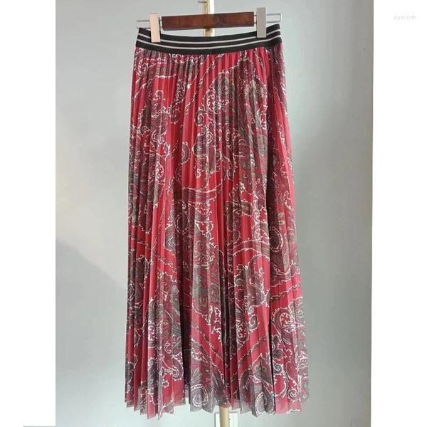 Юбки 2023, весна и лето, специальная цена, женская плиссированная юбка с эластичной резинкой на талии и принтом, повседневная