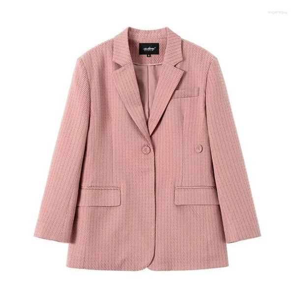 Ternos femininos casacos e jaquetas roupas soltas xadrez outerwear blazers rosa verificação promoção de inverno em estilo coreano venda ao ar livre