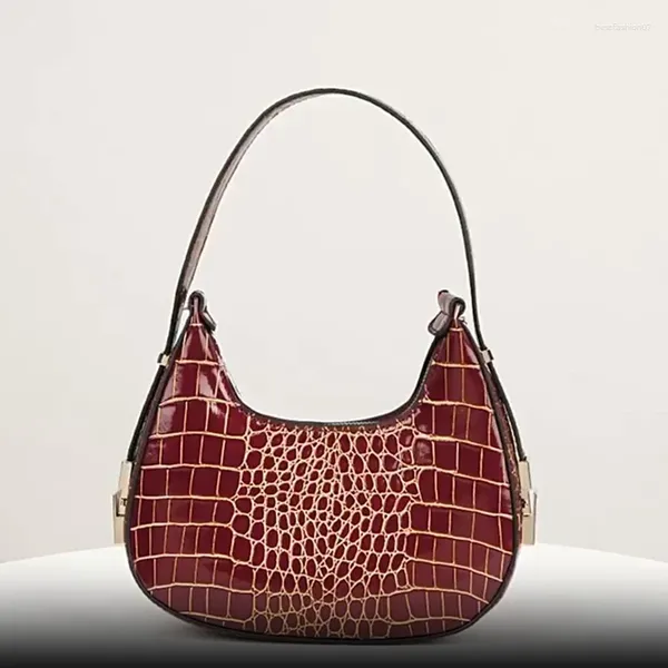 Вечерние сумки Сумка-хобо из искусственной кожи с каменным крокодиловым узором для женщин Тренд 2024 года Мини-дизайнер Роскошный винно-красный Зеленый Черный Коричневый мешок