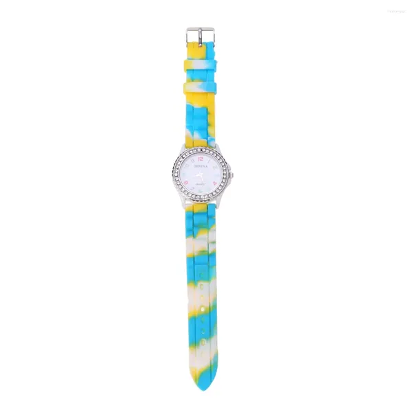 Orologi da polso Camo Silicone Diamond Studded Lady Watch Belle donne per l'uso (bianco)