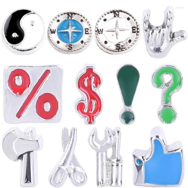 Anhänger Halsketten 20 Teile/los Mix Lustige Geld Dollar Symbol Schraubenschlüssel Axt Kompass Yin Yang Taiji Klatsch Schwimmende Charms DIY Schmuck Zubehör