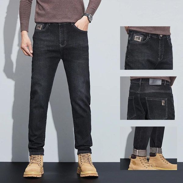 Calça Jeans Masculina Moderna Cinza Carvão Com Design De Perna Reta Para O Homem Moderno