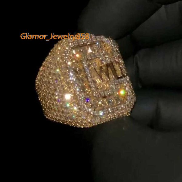 Gioielli di design Hotsale Personalizzato Moissanite Punk Hip Hop Nuovo Anello di gioielli Ice Out Certificato VVS 925 Argento Oro Anello personalizzato con lettera personalizzata