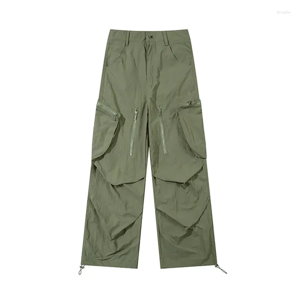 Мужские брюки Deisgn складывание молнии пурпурно -весеннее винтажное мешковое зеленое груз для мужчин.