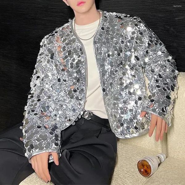 Giacche da uomo Giacca corta da uomo con paillettes da strada per spettacoli teatrali Autunno senza genere Discoteca Personalità di nicchia Tendenza della moda Unisex