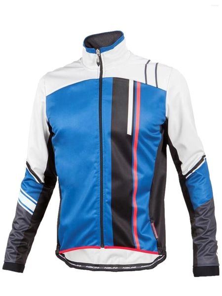 Rennjacken Hochwertiges Herren-Radtrikot mit langen Ärmeln und Thermo-Fleece für kühle Winter-Fahrradkleidung