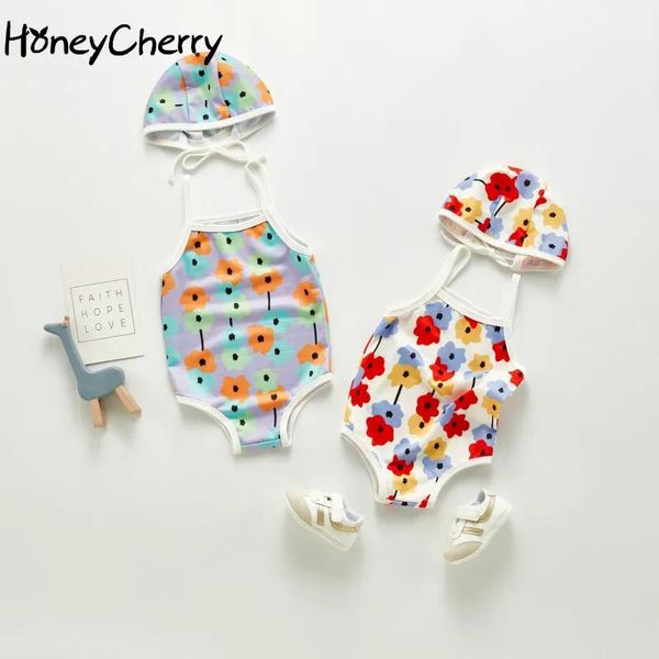 Комплект HoneyCherry, купальный костюм для маленьких девочек, детский купальник, шапочка, детский спа-пляжный купальник для маленьких девочек, купальный костюм для девочек