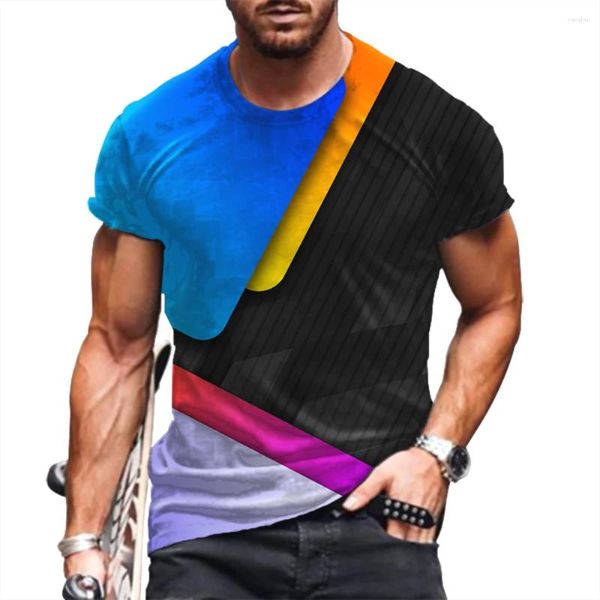 Herren-T-Shirts, bunt, kariert, moderne Mode, 3D-Druck, einfach, Sommer, Damen, übergroß, schnell trocknend, Rundhals-Kurzarm-T-Shirt