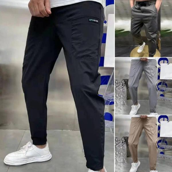 Calças masculinas Homens Sweatpants Calças Casuais Soft Sports Trendy Slim Fit Ice Silk Pencil