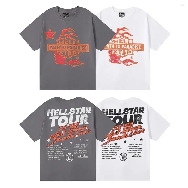 Homens Camisetas Hellstar Y2K Camisa Homem Gótico Hip Hop Impressão Gráfica Algodão Menino Tee Verão Oversized Casual T-shirt Tops