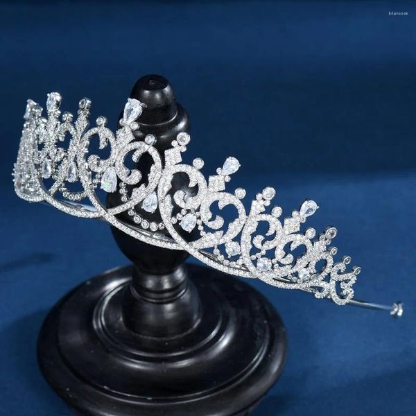 Grampos de cabelo moda luxo gota de água forma tiara coroa mulheres jóias de casamento festa de noiva C-65