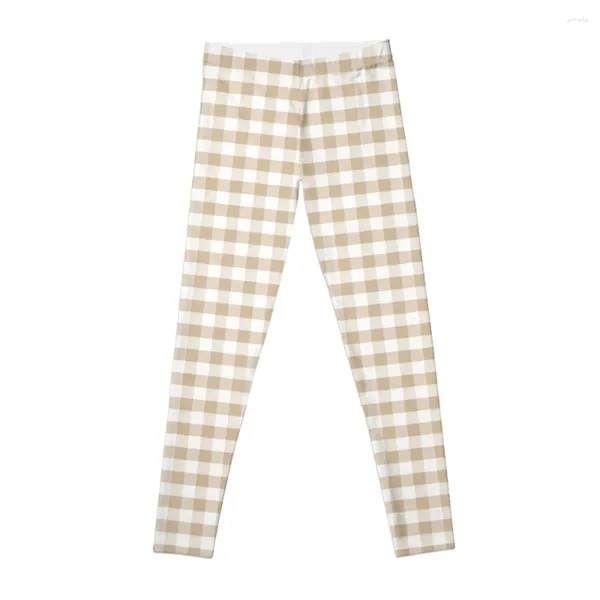 Aktive Hose Almond Buff Tan Gingham Leggings Gym Damen Sportbekleidung Damen Sport