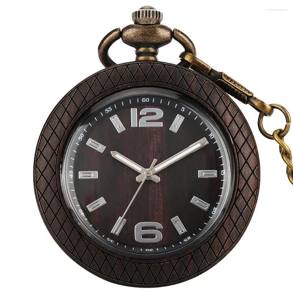 Taschenuhren Vintage Holzuhr Quarz Anhänger Herren Damen Brustkette Zubehör Uhr Antike Sammlerstücke Taschenuhr