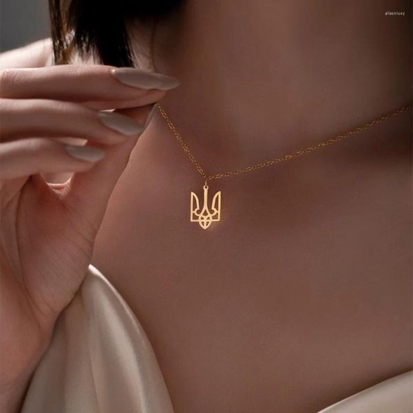 Anhänger Halsketten Mode Ukrainische National Emblem Zeichen Halskette Für Frauen Edelstahl Schmuck Ukraine Symbol Charme Party