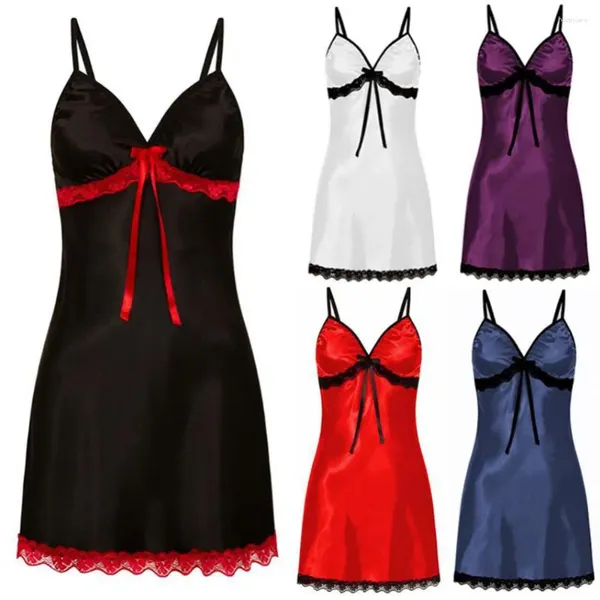 Lingesee feminina Sexy Lingerie Mulheres de verão Cetina de seda sem costas Vestido noturno vestido noturno babydoll