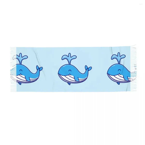 Sciarpe Cute Blue Whale Sciarpa invernale Scialli Avvolgere Donna Uomo Caldo Bufanda Nappa