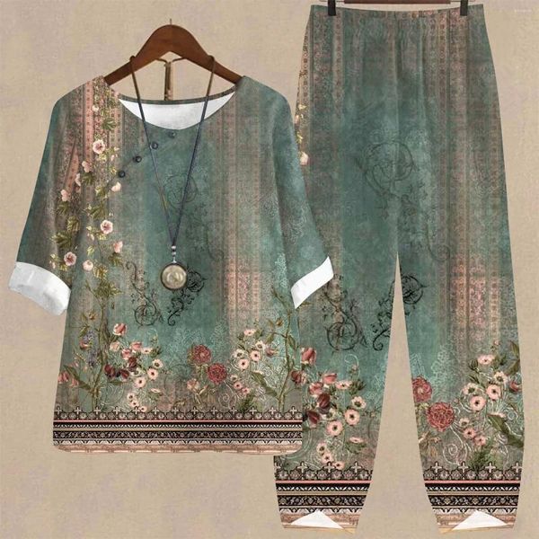 Roupas de ginástica Título do produto: feminino floral estampado cintura elástica botão até jaqueta xadrez e saia conjunto de ternos de escritório feminino terno de lã