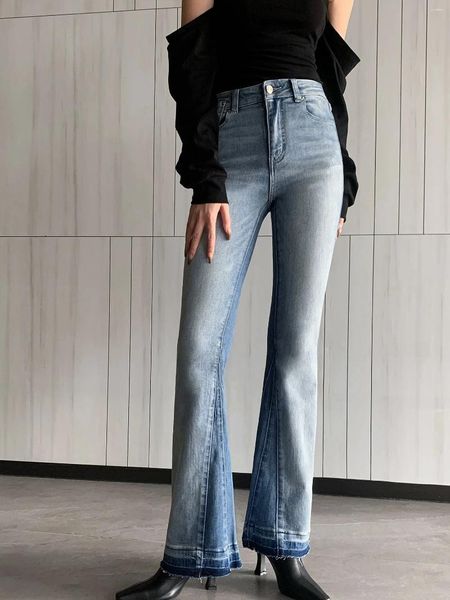 Calça jeans feminina VINTAGE Y2K ALTA ESTREIA COMPRIMENTO COMPLETO CINTURA SLIM FLARED JEANS-FORGUNROSES