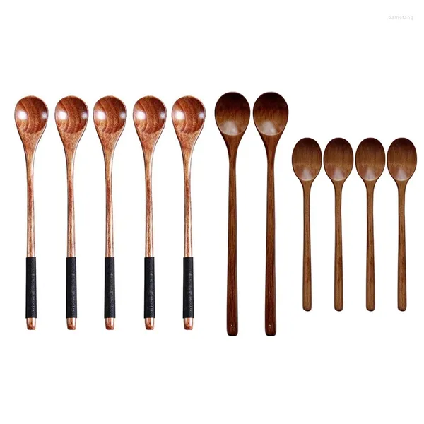 Koffielepels 5 stuks houten lepels Koken honingrijst 1 set lepel lange steel mengen