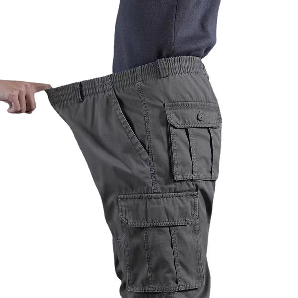 Cargo-Hosen für Herren, lässig, Arbeitskleidung, verschleißfest, gerade Röhre, lose Frühlings-Herbst-Hose mit mehreren Taschen, Übergröße 42