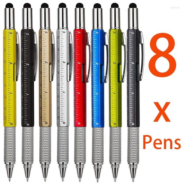 8 unidades 6 em 1 multiferramenta ferramenta tecnológica caneta gadget chave de fenda presente para homens