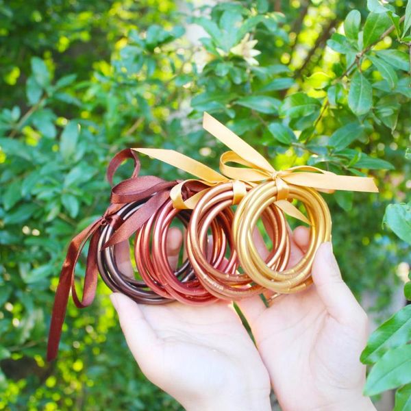 Bangle 5 pçs/lote pulseira ouro em pó plástico tecido colorido abertura de folha para presente feminino jóias atacado