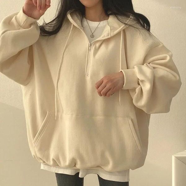 Felpe con cappuccio da donna 2023 Y2K coreano felpa con cappuccio da donna Harajuku oversize autunno casual cappotti con cappuccio lanterna manica lunga tasca pullover felpa