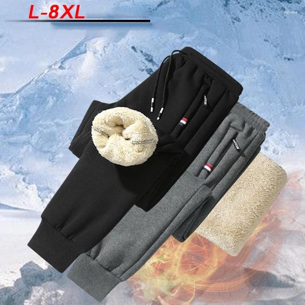 Pantaloni da uomo in lana d'agnello Pedded Track Pantaloni da jogging elasticizzati per la pelle adatti alla pelle Pantaloni termici ispessiti invernali