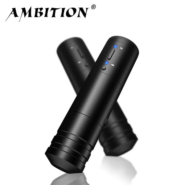 Ambition Ninja Tragbare kabellose Tattoo-Stiftmaschine, leistungsstarker kernloser Gleichstrommotor, 2400 mAh Lithium-Batterie für den Körper des Künstlers, 231229