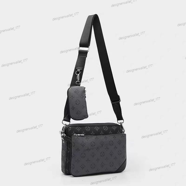 Üst tasarımcı çantalar erkekler 3pcs üçlü deri siyah çiçekler messenger cüzdan crossbody çanta alışveriş çantası düz omuz çanta çanta kadın cüzdan çanta çanta