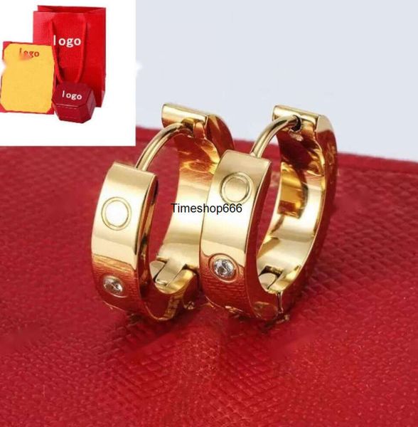 Con scatola Orecchini a bottone di design in oro rosa 18 carati in acciaio al titanio per donne squisiti orecchini semplici di moda da donna gioielli regali Lost Mary