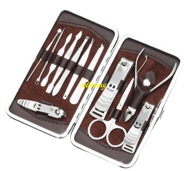 Kit 12 in 1 Set di manicure per unghie in acciaio inossidabile Strumenti per la cura delle unghie Punta delle dita Tagliaunghie Clipper File Pinzette a forbice5630333