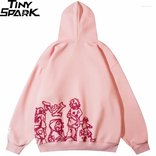 Hoodies masculinos e femininos diversão padrão dos desenhos animados hoodie harajuku anime na moda hip-hop y2k roupas de rua rosa camisola outono