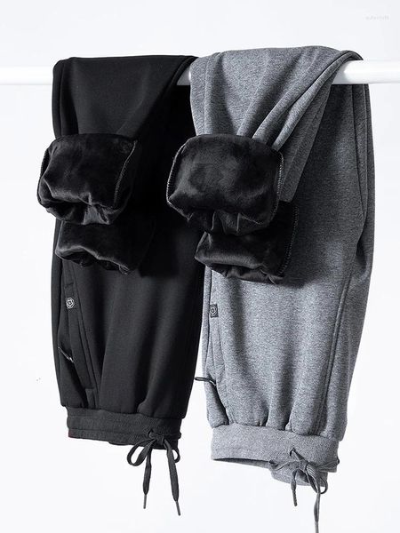 Pantaloni da uomo invernali in pile caldo e spesso pantaloni sportivi pantaloni sportivi taglie forti tasche con zip pantaloni lunghi in cotone pantaloni termici casual 8XL