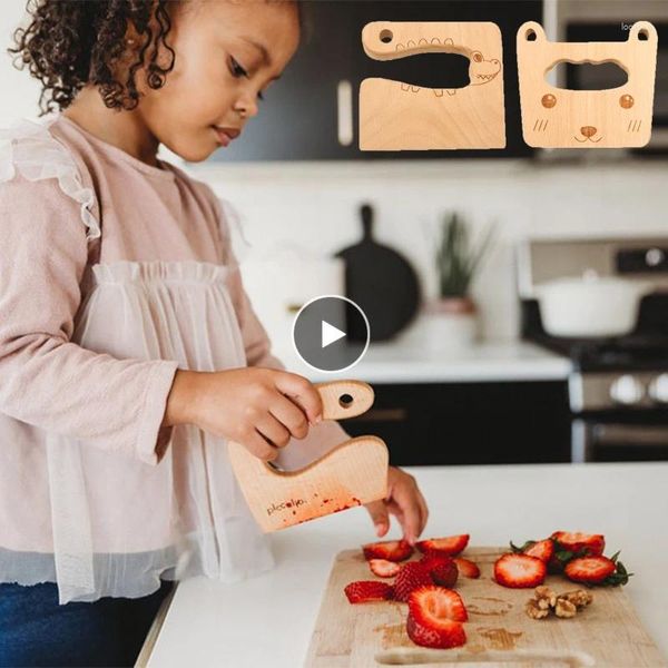 Messer Kinder Sicher Messer Holz Kleinkind Gemüse Und Obst Cutter Küche Schneiden Spielzeug Diy Kochen Werkzeuge Für Kinder