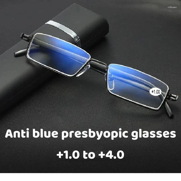 Occhiali da sole 2023 Fashion Half Frame Presbyopia Glasse Blue Light Glasses for Uomini e donne portatili con scatola