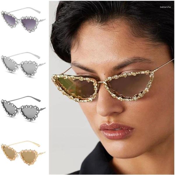 Sonnenbrille Cat Eye Sonnenbrille Licht Luxus Adumbral Anti-UV Brille Diamant Inlay Brillen Legierung Rahmen Ornamenta