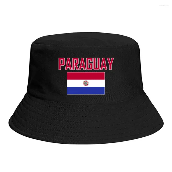 Berets PARAGUAI Bandeira Bucket Chapéus Imprimir Cool Fãs Sun Shade Simples Clássico Ao Ar Livre Verão Pescador Caps Pesca Cap