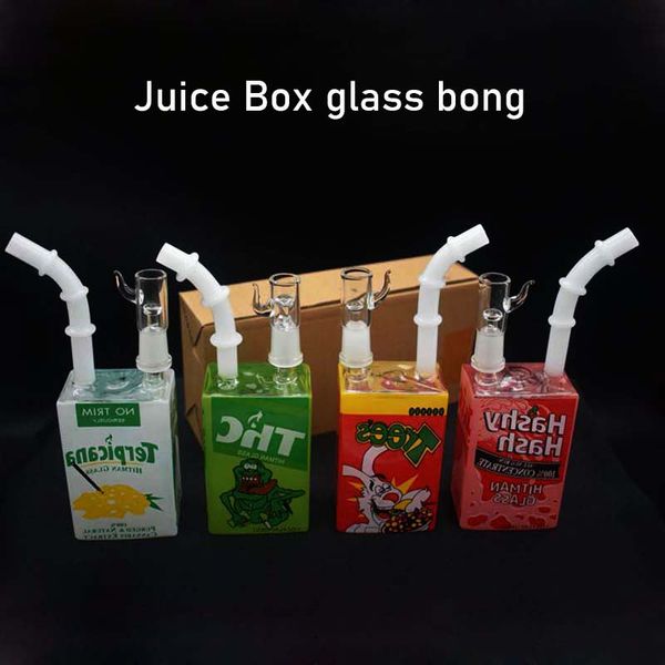 Dhl Free Hitman Bong in vetro Narghilè Dab Juice Box Piattaforme petrolifere Bong d'acqua Tubi inebrianti 14mm Giunto Riciclare Becher Bong Ashcatcher Bong con tubo bruciatore a olio in vetro femmina