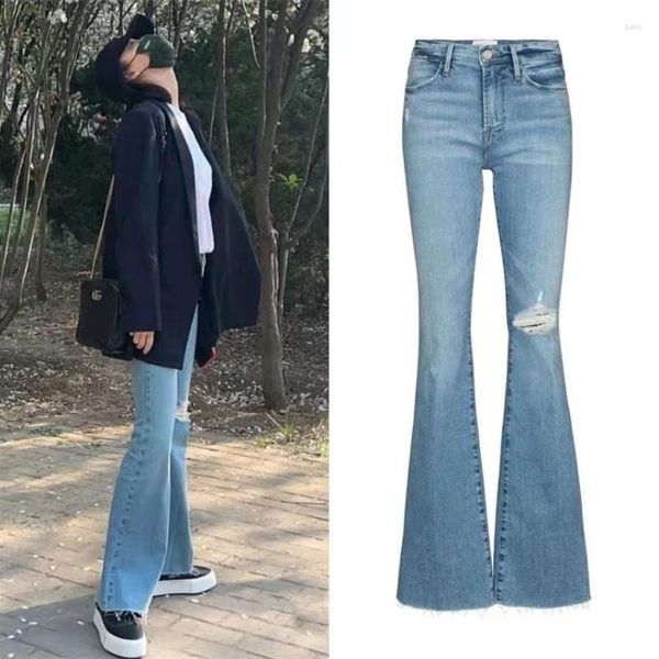 Frauenhose Zadigante Frauen rissen ausgestellte Mode schlanke Jeans