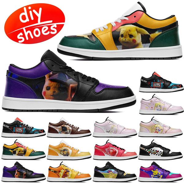 Sapatos personalizados aj1s LOW CUT padrão personalizado dos desenhos animados Sailor Moon amantes diy sapatos sapatos de basquete homens mulheres sapatos tênis ao ar livre tamanho grande eur35-49