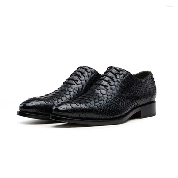 Sapatos de vestido CWV Homens Manual Python Pele Couro Negócios Formal Escritório Única Cobra