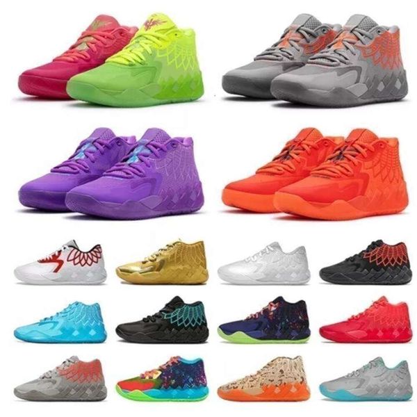 Ayakkabı kutusu Lamelo 2023 Ball MB 01 Basketbol Ayakkabıları Rick Kırmızı Yeşil ve Morty Galaxy Mor Mavi Gri Siyah Kraliçe Buzz Melo Sports Trainner Sneakers