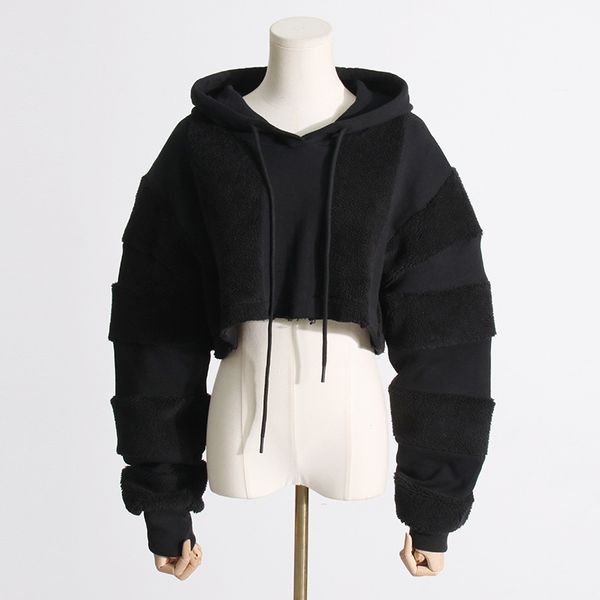 Hoodie dos homens 24ss moda ultra curto exposto umbigo impressão manga longa hoodies feminino casual ajuste moletom lambhair tamanho S-XL