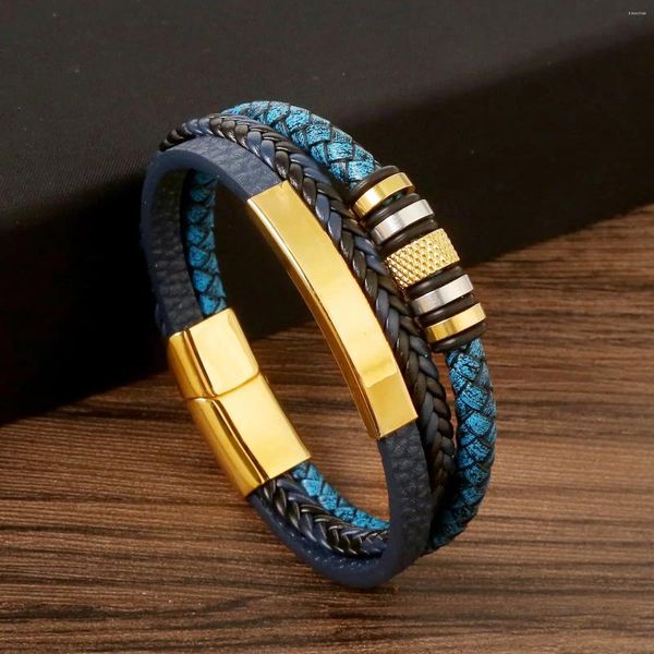 Charme Pulseiras LIEBE ENGEL Vintage Punk Pulseira Para Homens Multi Camada Tecido De Couro Moda Jóias Presentes Masculino Presente de Aniversário